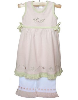 Flowers and Bugs Pink Dress and Pant Set
