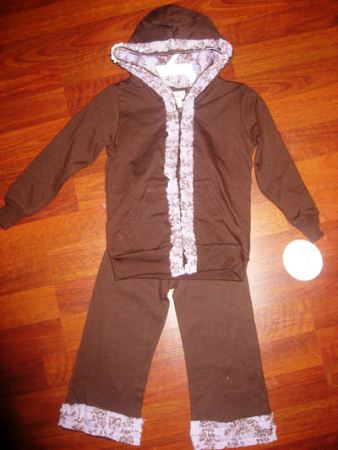 French Toile Purple/Brown Hoodie Set